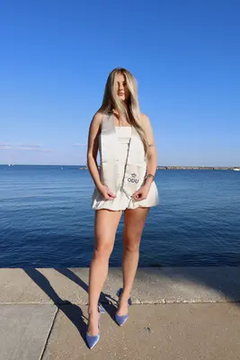 Graduation portrait — ODU waterfront full length